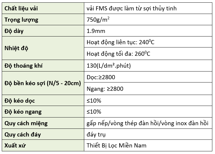 TÚI LỌC BỤI FMS (FMS FILTER BAG)